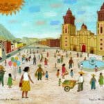 12_my_name_is_Gabriela_Mexico A painting of people walking in the street