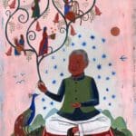 2_muhammad_yunus A painting of an older man sitting under a tree.