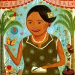 3_my_name_is_Gabriela_name A painting of a woman holding something in her hand.
