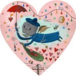 st_valentine_comes_by_night A heart shaped painting of an elephant with a umbrella.