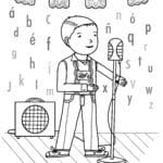 A boy is singing into a microphone