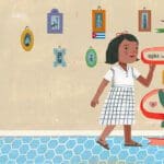 1. Eloisas Musical Window pgs.4-5s copy A girl is walking in front of a bathroom.