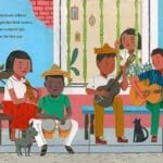 12. Eloisas Musical Window pgs.26-27s copy A group of people sitting and standing around each other.